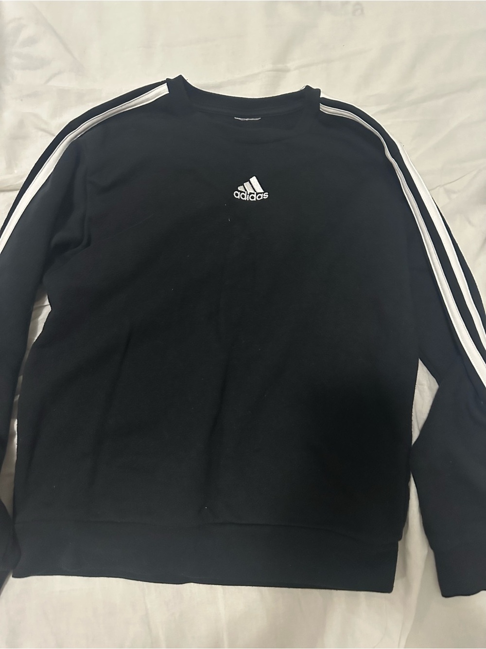 adidas Black Crewneck Sweatshirt with White Three-Stripes